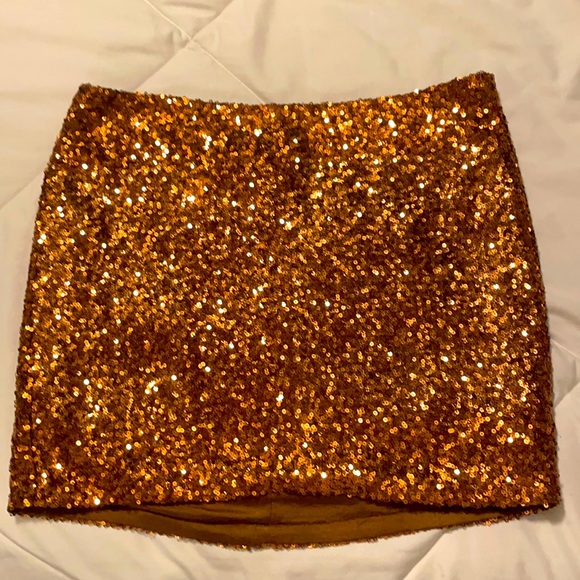 XS gold Sequin skirt - Picture 1 of 4